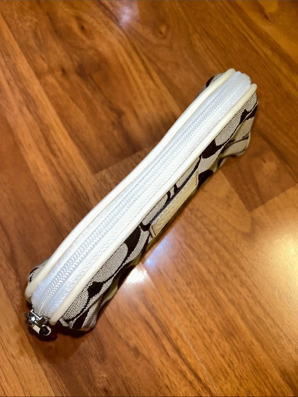 Coach Signature Canvas and Patent Logo Zipper Pouch